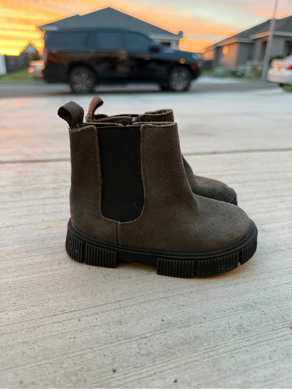 Zara Kids Dark Brown Suede Chelsea Boots